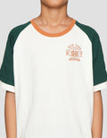 Nevada Raglan Stripe Shoulder With Front Print Boys Short Sleeve T-Shirt