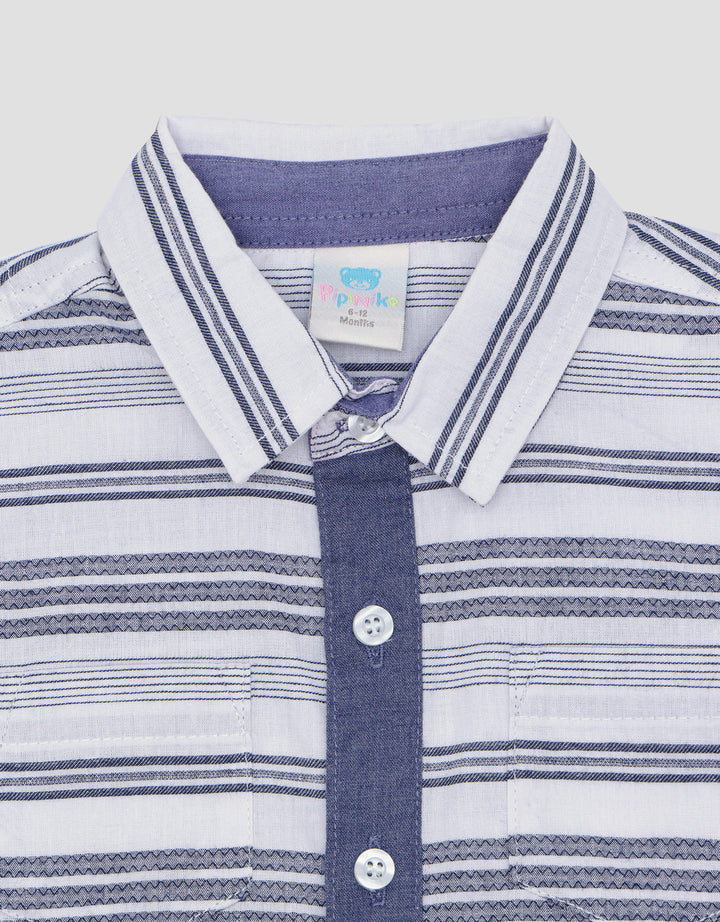 Pipiniko Dobby Stripe Double Pocket Koko Anak Laki-Laki