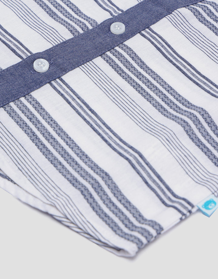Pipiniko Dobby Stripe Double Pocket Koko Anak Laki-Laki