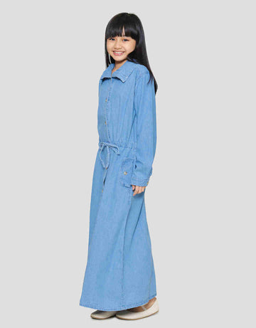NEVADA DENIM WITH COLLAR MAXI DRESS ANAK PEREMPUAN