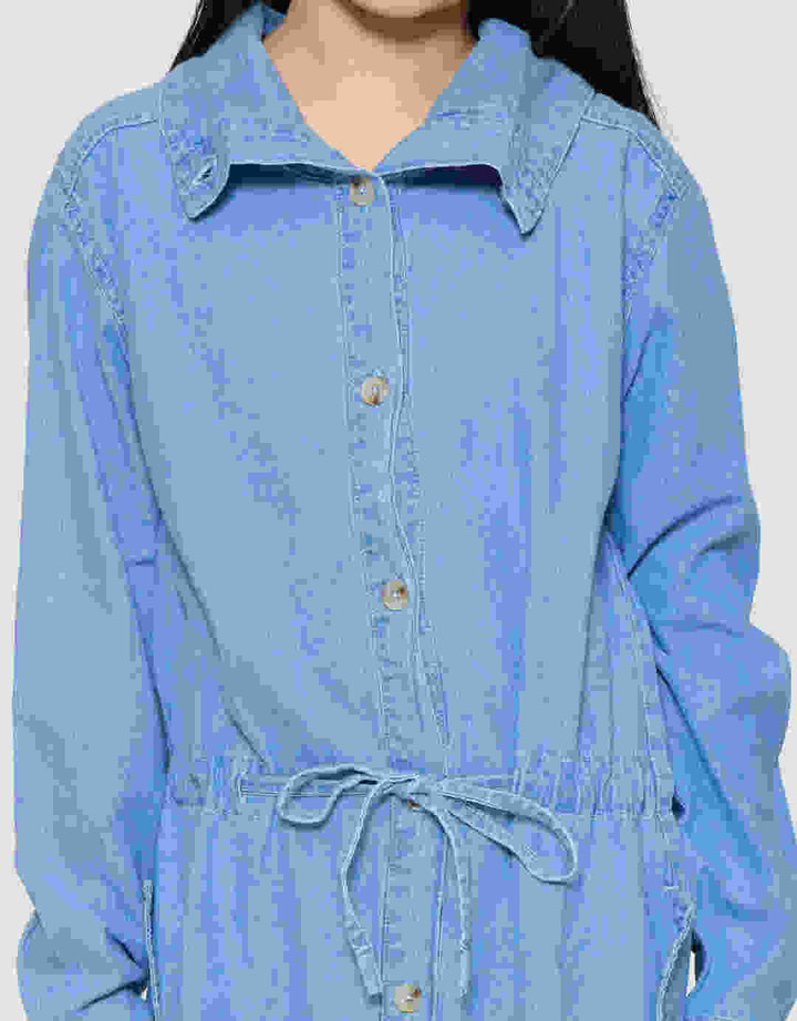 NEVADA DENIM WITH COLLAR MAXI DRESS ANAK PEREMPUAN