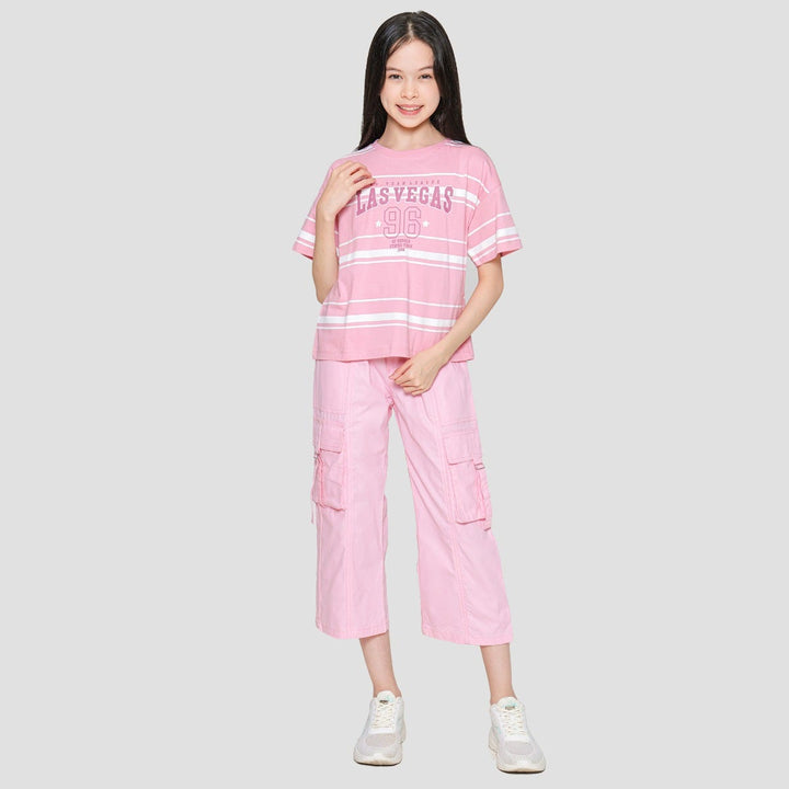 Nevada Print Stripes City Kaos Anak Perempuan