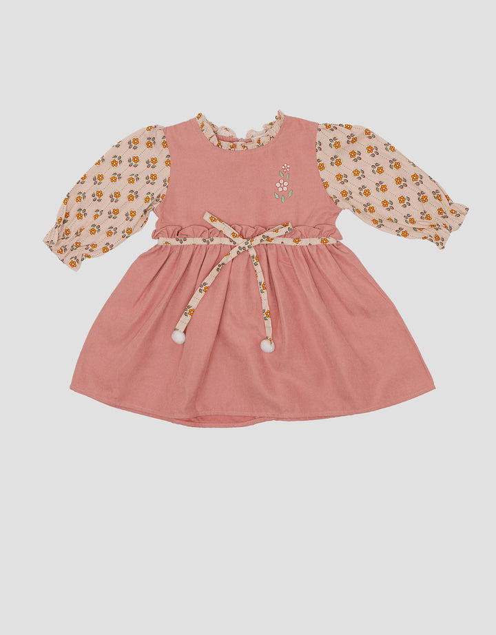 Pipiniko Combi Aop Flower Ethnic Midi Dress for Girls