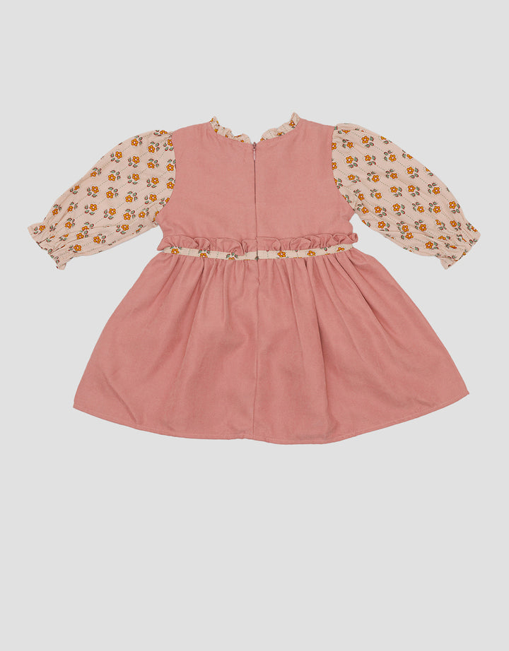 Pipiniko Combi Aop Flower Ethnic Midi Dress for Girls