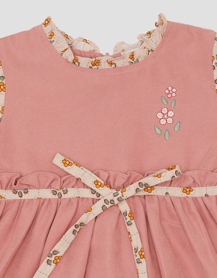 Pipiniko Combi Aop Flower Ethnic Midi Dress for Girls