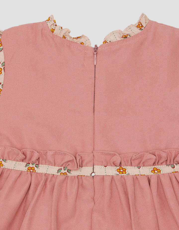 Pipiniko Combi Aop Flower Ethnic Midi Dress for Girls