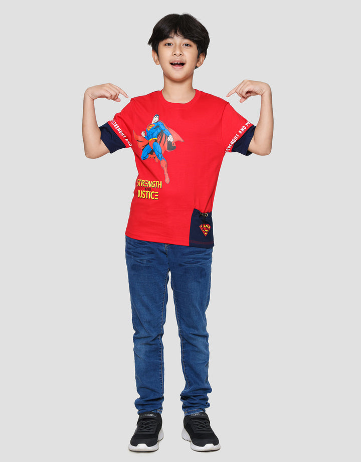 Character Superman Justice Lis Kaos Anak Laki-laki
