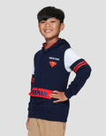 Character Superman Hood Tulisan Sup Print Sweater Anak Laki-laki