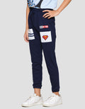 Character Superman Logo Tag Celana Jogger Anak Laki-laki