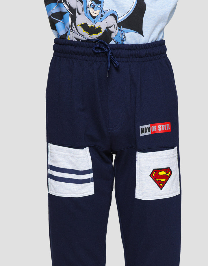 Character Superman Logo Tag Celana Jogger Anak Laki-laki