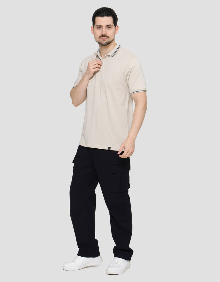 Nevada Jersey Solid Kaus Kerah Pria