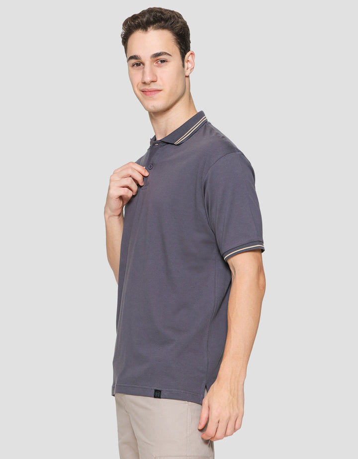 Nevada Jersey Solid With Woven Label Kaos Polo Pria