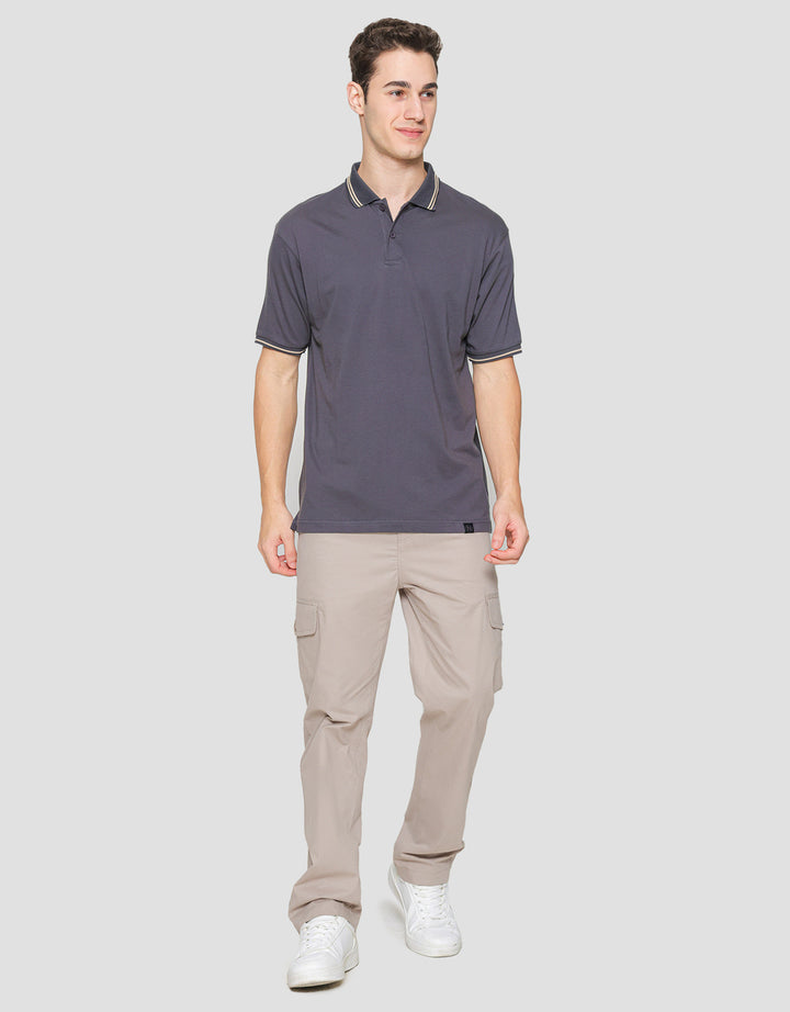 Nevada Jersey Solid With Woven Label Polo Pria