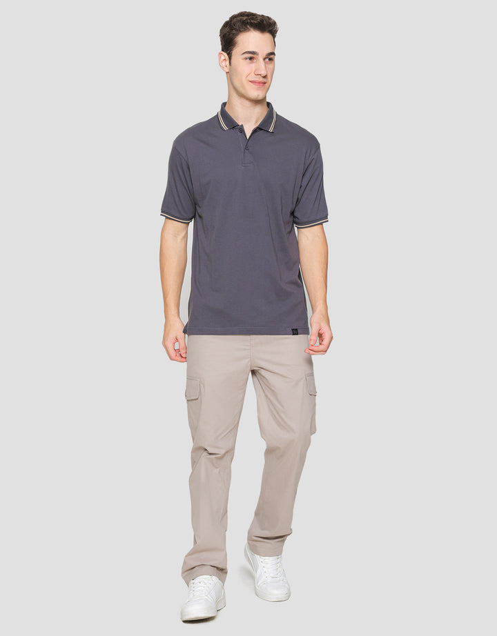 Nevada Jersey Solid Kaus Kerah Pria