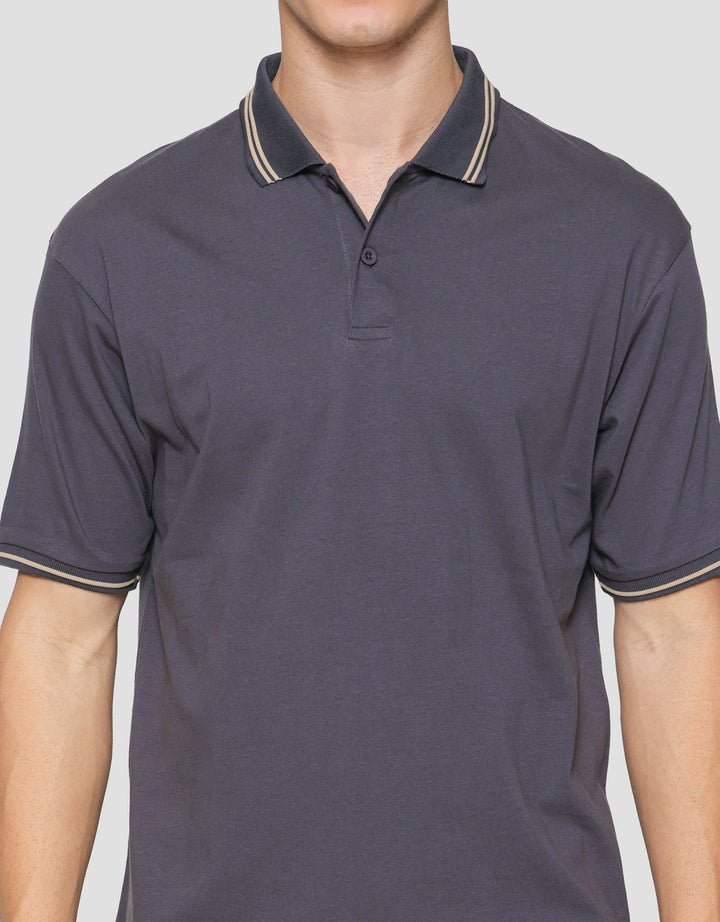 Nevada Jersey Solid Kaus Kerah Pria