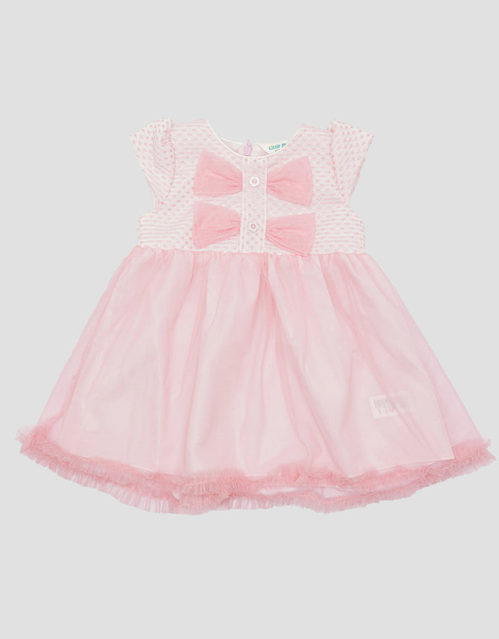 Little M Textured Ribbon Midi Dress for Girls