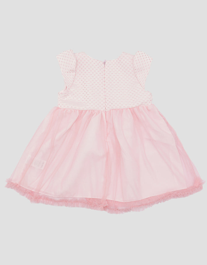 Little M Textured Ribbon Midi Dress for Girls