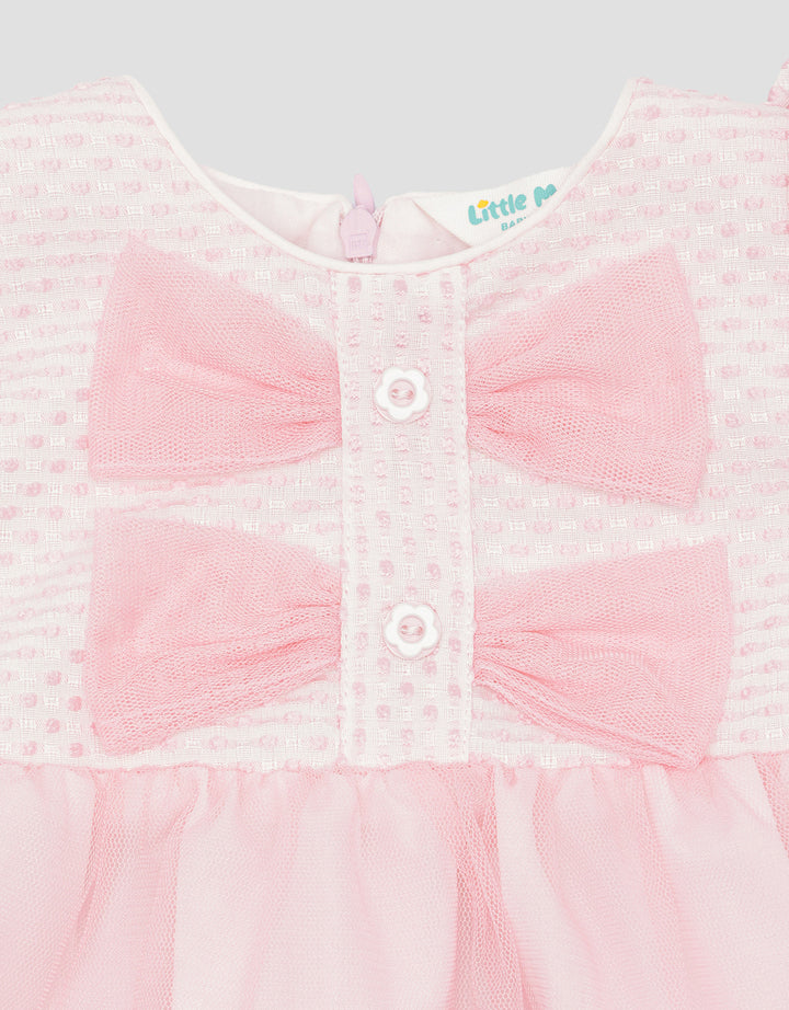 Little M Textured Ribbon Midi Dress for Girls