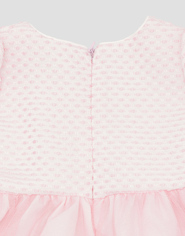 Little M Textured Ribbon Midi Dress for Girls