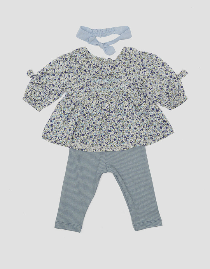 Little M Bando Smock Baju Set Of 3 Baby Girls