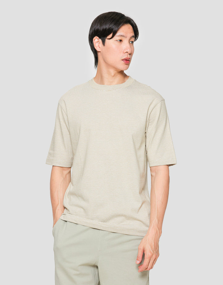 Suko Oversized Round Collar Stripe Men's Short Sleeve T-Shirt