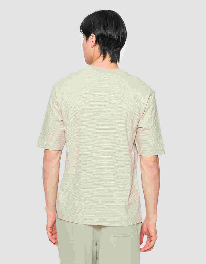 Suko Oversized Garis Kerah Bulat Kaos Lengan Pendek Pria