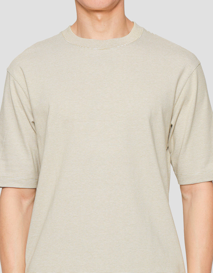 Suko Oversized Round Collar Stripe Men's Short Sleeve T-Shirt