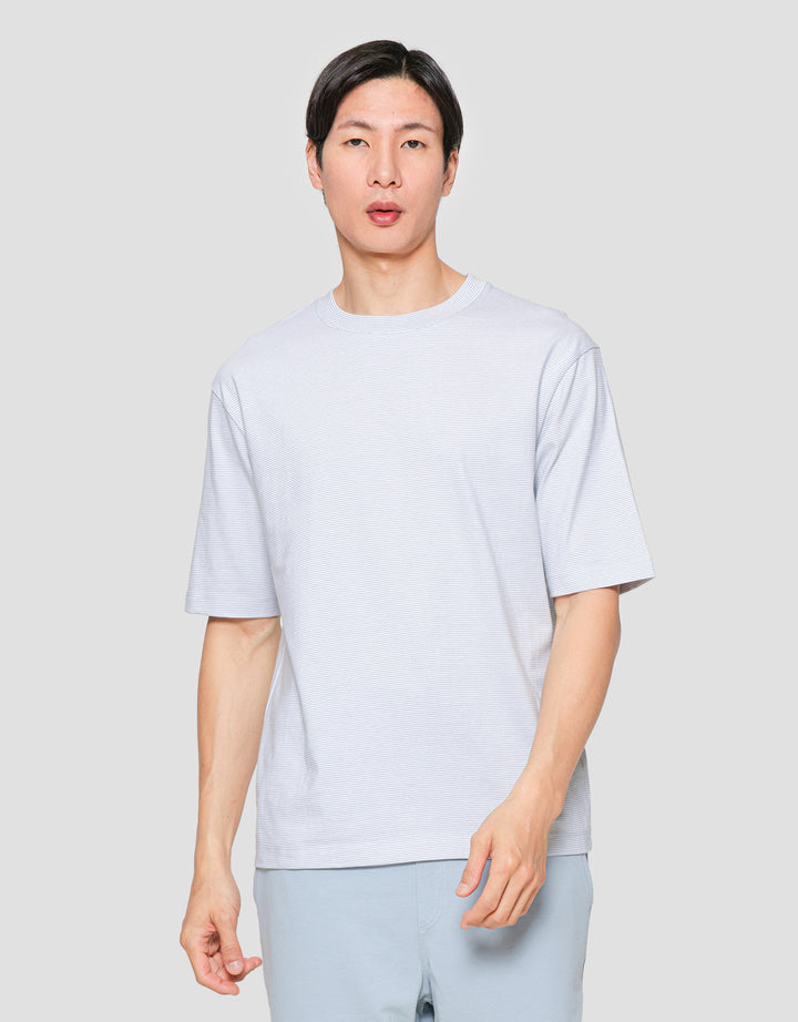 Suko Oversized Round Collar Stripe Men's Short Sleeve T-Shirt