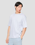 Suko Oversized Garis Kerah Bulat Kaos Lengan Pendek Pria
