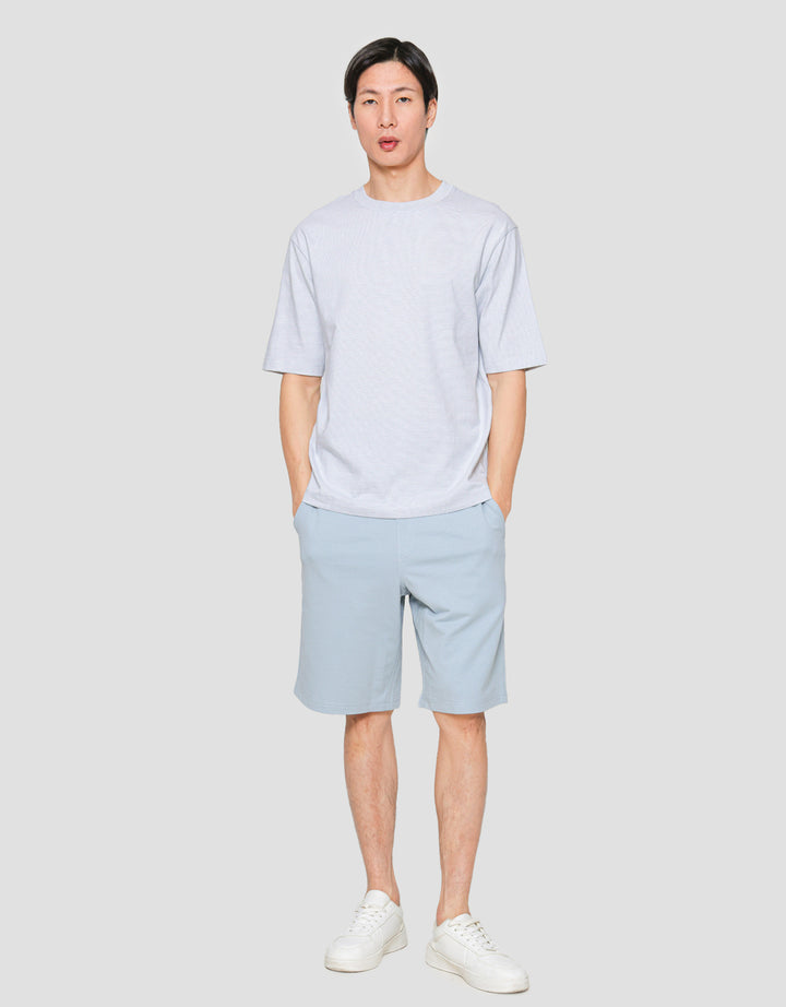 Suko Oversized Round Collar Stripe Men's Short Sleeve T-Shirt