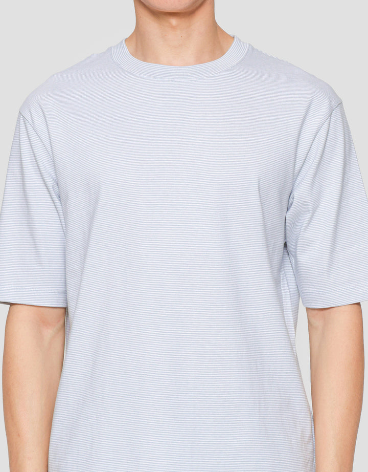 Suko Oversized Round Collar Stripe Men's Short Sleeve T-Shirt