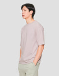 Suko Oversized Garis Kerah Bulat Kaos Lengan Pendek Pria