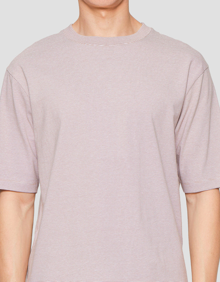 Suko Oversized Round Collar Stripe Men's Short Sleeve T-Shirt