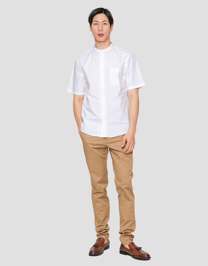 Suko Motif Eyelet Stand Collar Men's Short Sleeve Shirt
