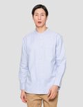 Suko Mandarin Collar Linen Sheer Kerah Tegak Kemeja Pria