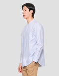 Suko Mandarin Collar Linen Sheer Kerah Tegak Kemeja Pria