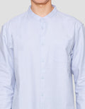 Suko Mandarin Collar Linen Sheer Kerah Tegak Kemeja Pria