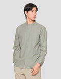 Suko Mandarin Collar Linen Sheer Kerah Tegak Kemeja Pria