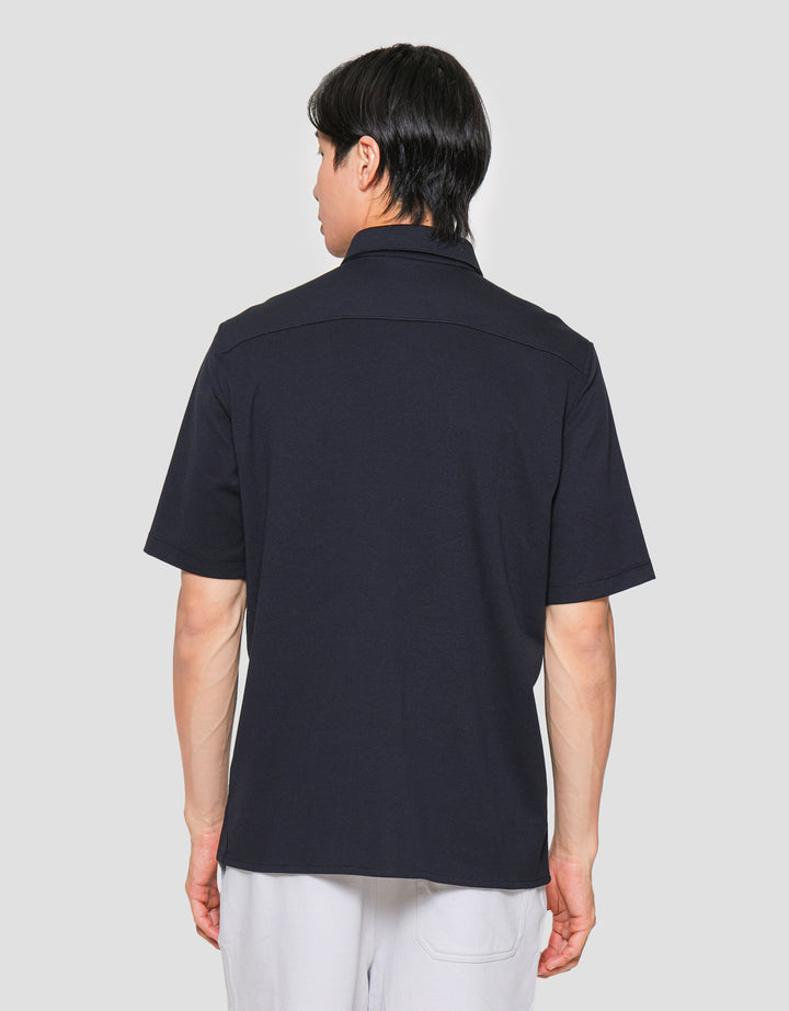 Suko Polo Solid Full Button Kemeja Lengan Pendek Pria