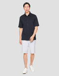 Suko Polo Solid Full Button Kemeja Lengan Pendek Pria