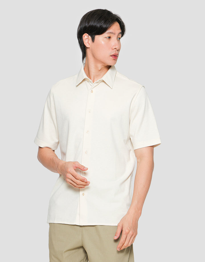 Suko Polo Solid Full Button Kemeja Lengan Pendek Pria