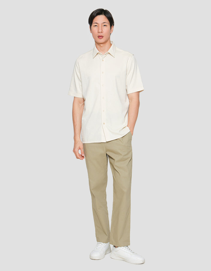 Suko Polo Solid Full Button Kemeja Lengan Pendek Pria