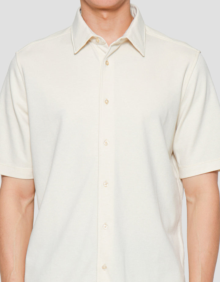 Suko Polo Solid Full Button Kemeja Lengan Pendek Pria