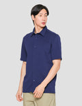 Suko Solid Full Button Lengan Pendek Kaos Polo Pria