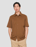 Suko Polo Solid Full Button Kemeja Lengan Pendek Pria