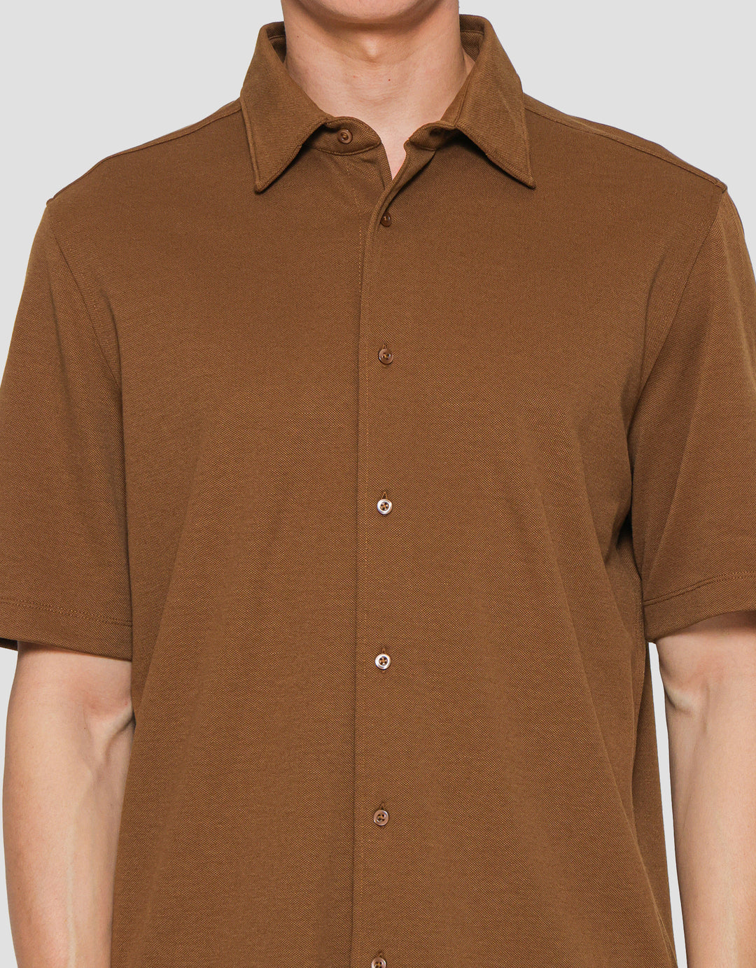 Suko Polo Solid Full Button Kemeja Lengan Pendek Pria
