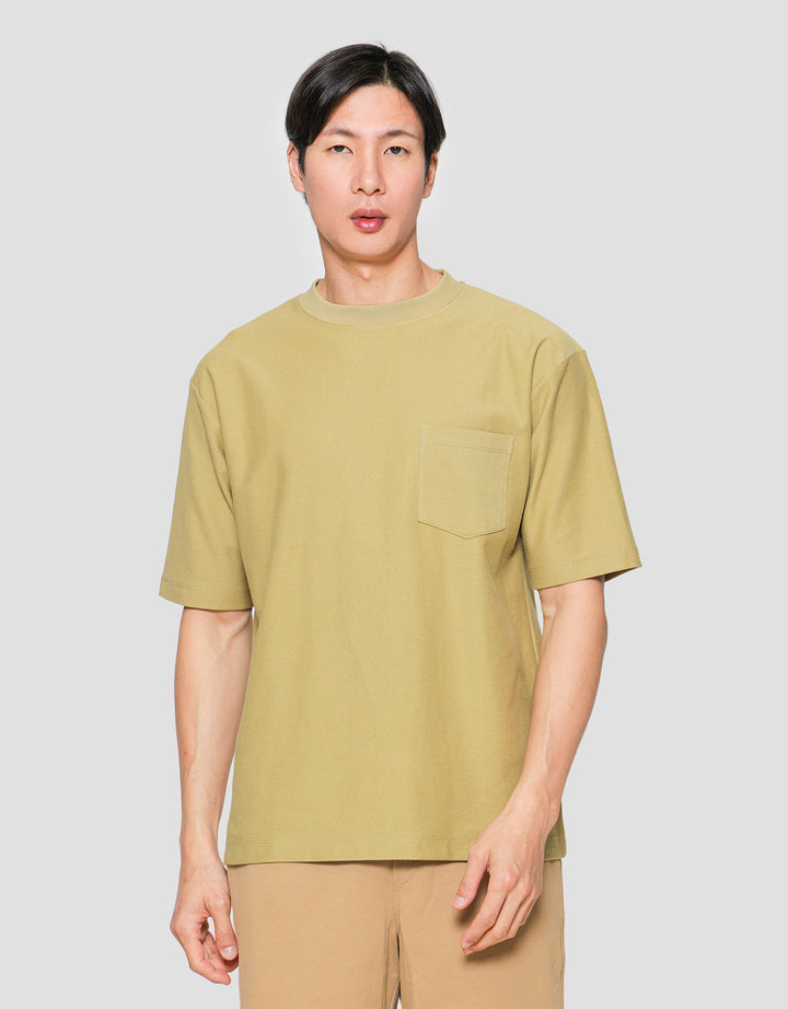 Suko Oversized Pocket Textured Round Collar Men's Short Sleeve T-Shirt