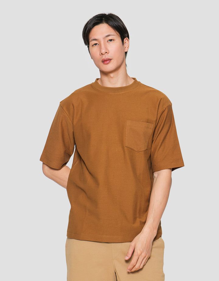 Suko Oversized Pocket Textured Round Collar Men's Short Sleeve T-Shirt