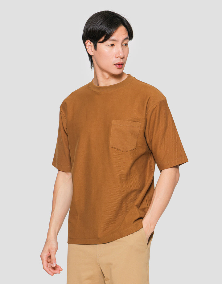 Suko Oversized Pocket Textured Round Collar Men's Short Sleeve T-Shirt