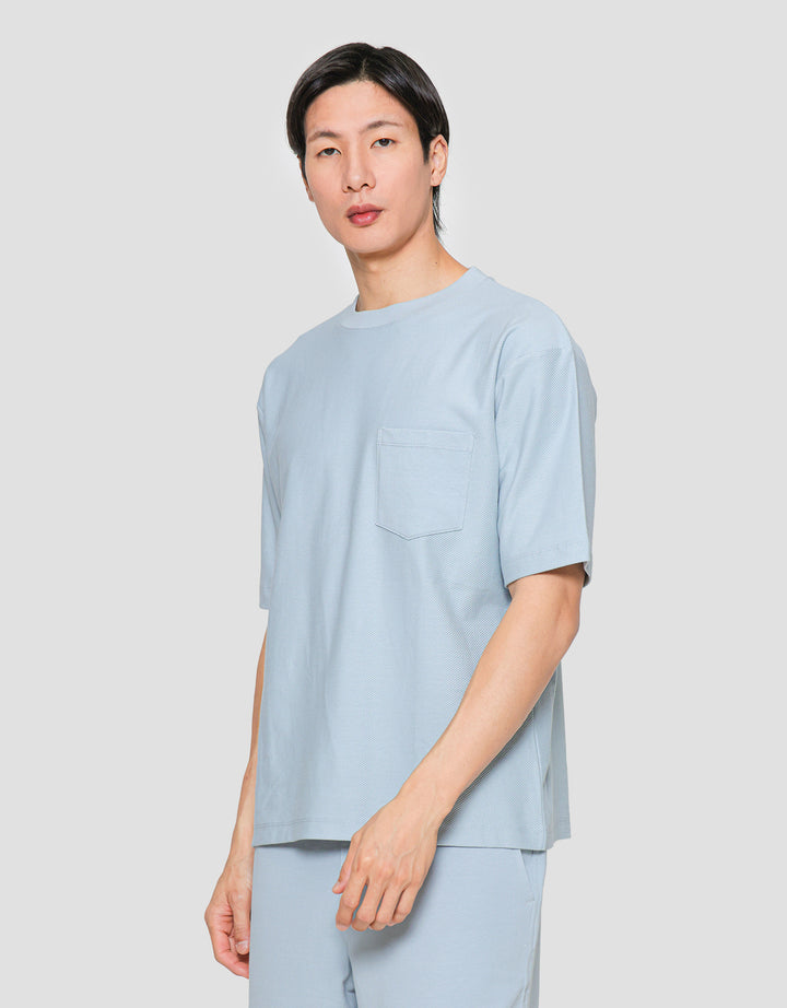 Suko Oversized Pocket Textured Round Collar Men's Short Sleeve T-Shirt